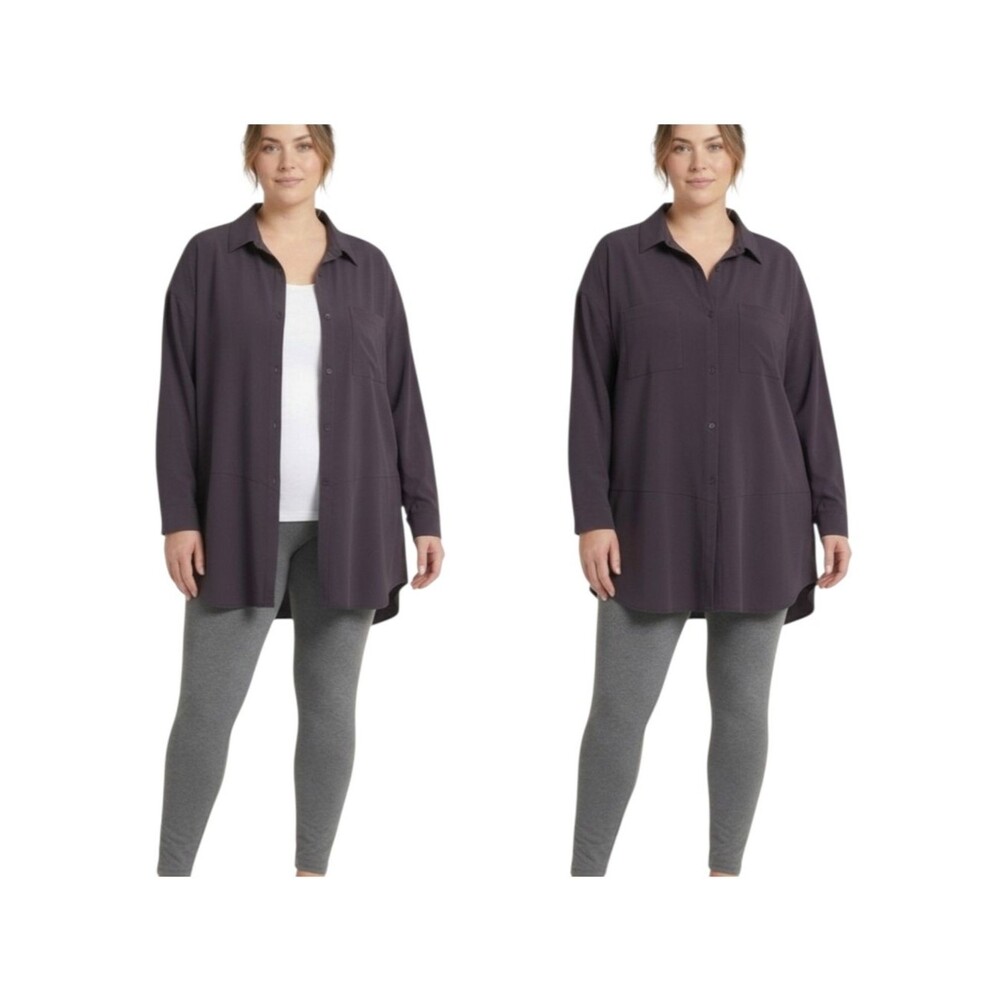 The North Face Black Button Up Tunic Shirt Relaxed Fit Shacket Black XL Women's